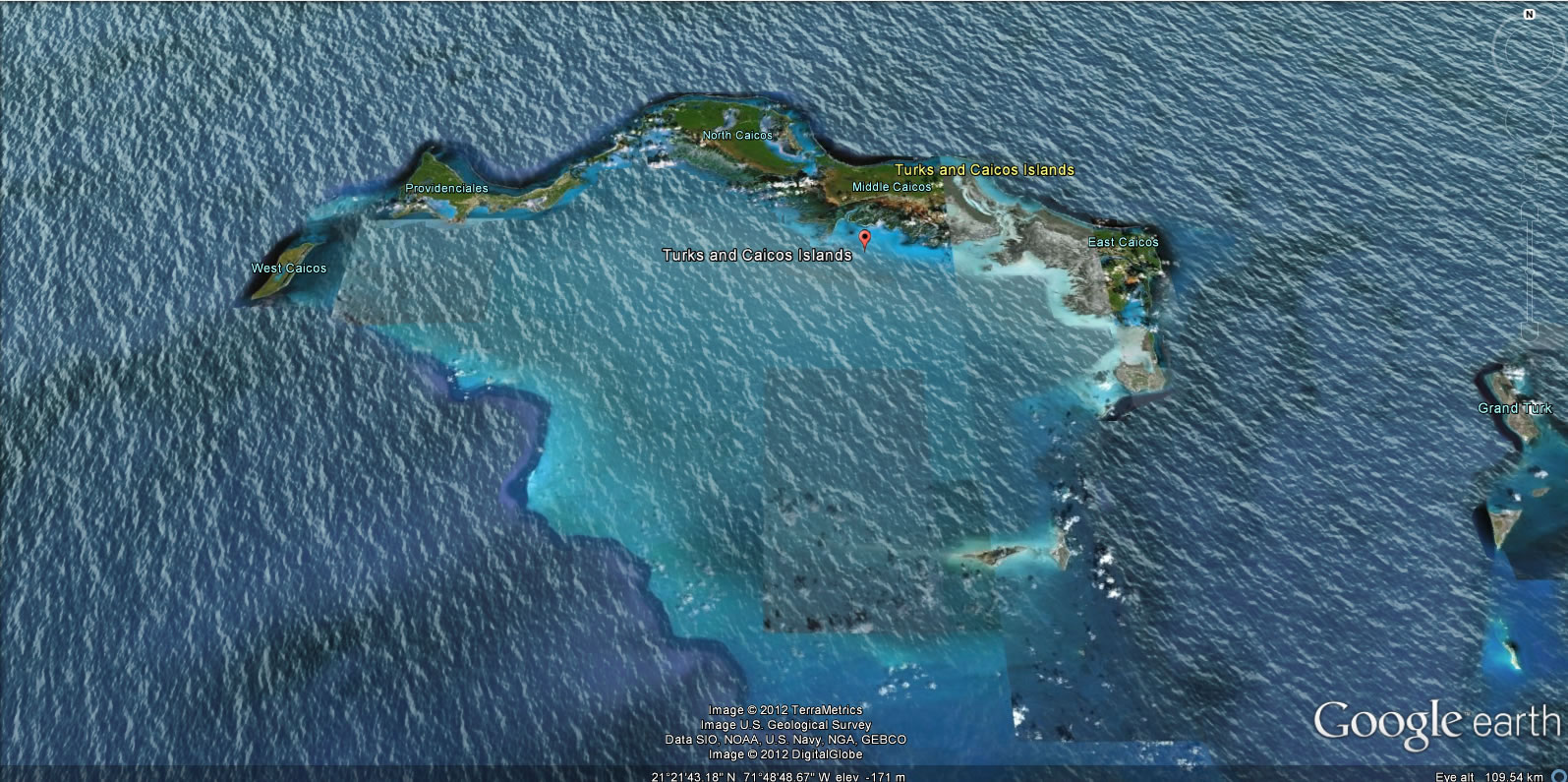 Iles Turques et Caiques terre carte